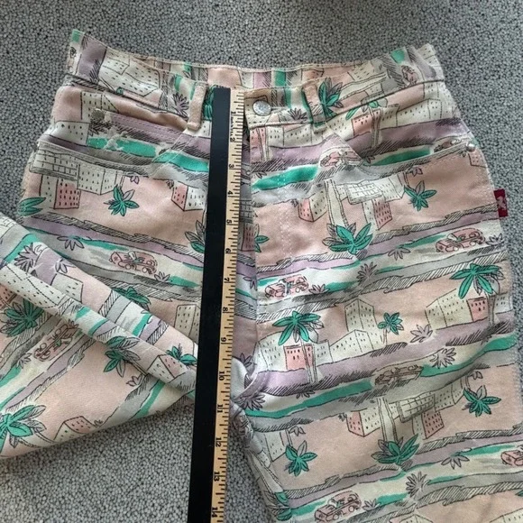 Braxton Jeans Women 11 Pink Tropical Palm Tree Print Beach Retro Stretch - Picture 11 of 13